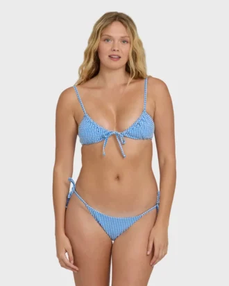 Braguitas de bikini tanga con lazos laterales y estampado de mini ondas