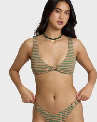 Camiseta de tirantes de verano con retorcido alto, top de bikini