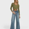 Pantalones acampanados de denim de cintura alta Free Fall Pantalones acampanados de denim de cintura alta Free Fall