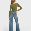 Pantalones acampanados de denim de cintura alta Free Fall Pantalones acampanados de denim de cintura alta Free Fall