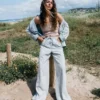 Pantalones con cintura elástica y lavado salado Jade Pantalones con cintura elástica y lavado salado Jade