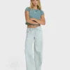 Pantalones con cintura elástica y lavado salado Jade Pantalones con cintura elástica y lavado salado Jade