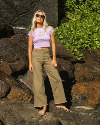 Pantalones de sarga de cintura alta Free Fall