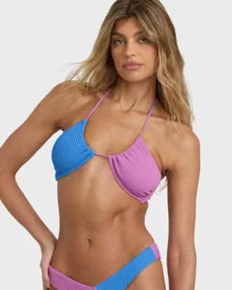 Top de bikini bandeau Drew de verano con bloques de color