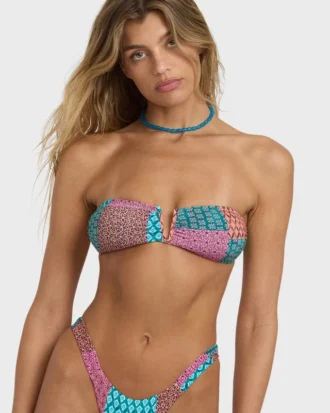 Top de bikini bandeau en V Patch It up