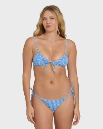 Top de bikini bralette Cara con estampado Mini Wave Check