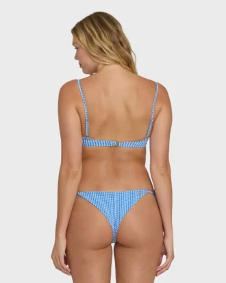 Top de bikini bralette Cara con estampado Mini Wave Check