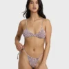 Top de bikini bralette Teagan con estampado de cuadros Mini Wave