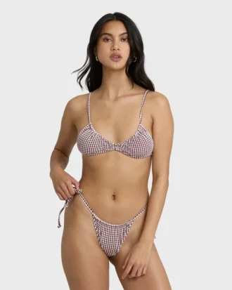 Top de bikini bralette Teagan con estampado de cuadros Mini Wave