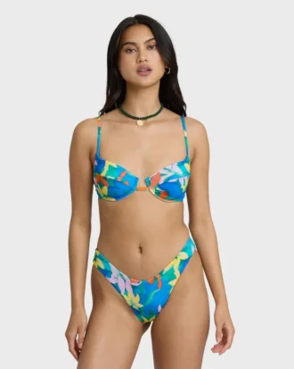 Top de bikini con aros Agua Flores Leah