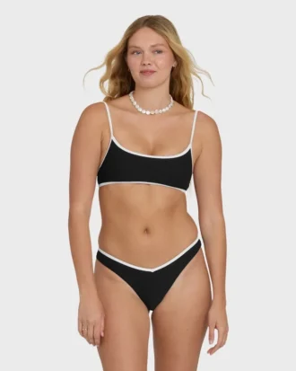 Top de bikini tipo bralette corto Jaclyn con rayas de bronceado