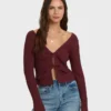 Top de punto de manga larga Fever Twist Top de punto de manga larga Fever Twist