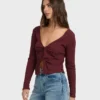 Top de punto de manga larga Fever Twist Top de punto de manga larga Fever Twist