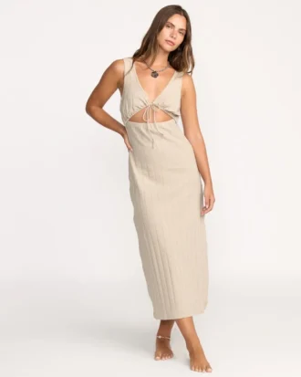 Vestido midi de punto con tirantes